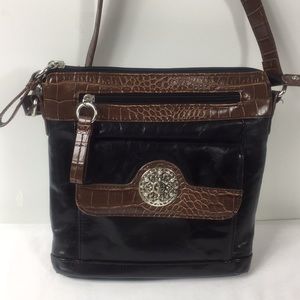 Gianna Bini black and brown leather crossbody bag